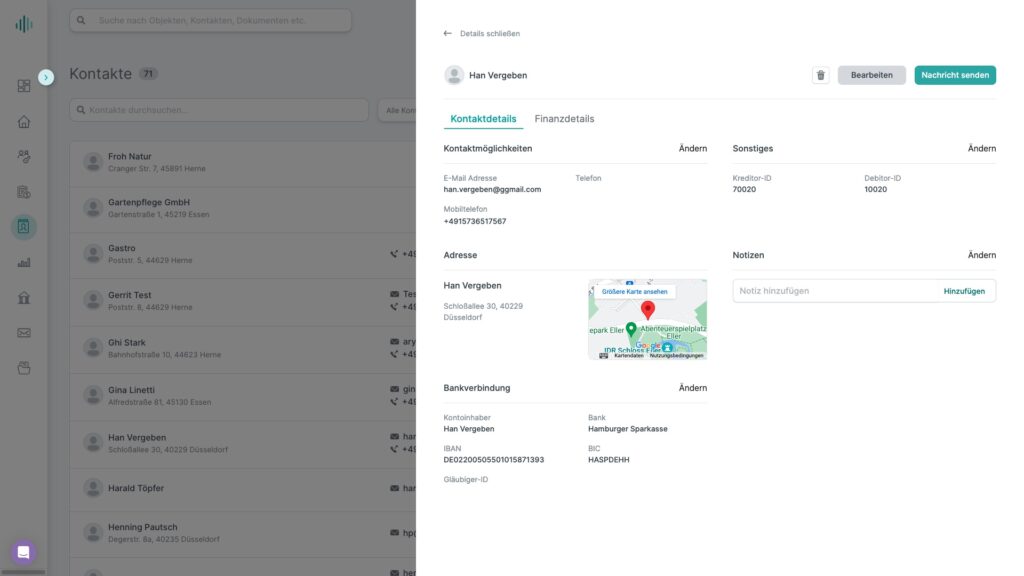 Kontaktverwaltung in immocloud